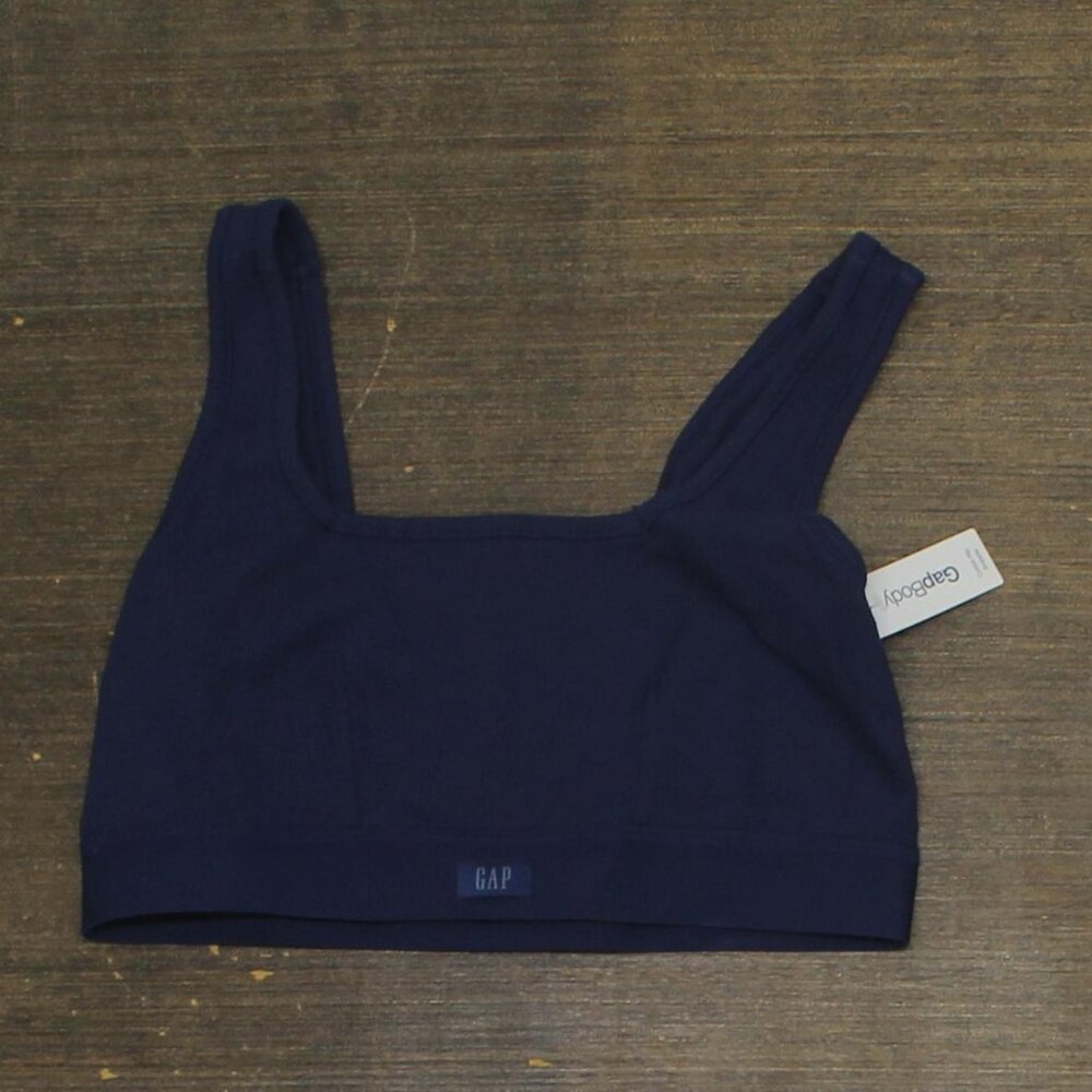 NWT Gap Body Logo Comfort Square-Neck Knit Bralette GPW01052 Elysian Blue M